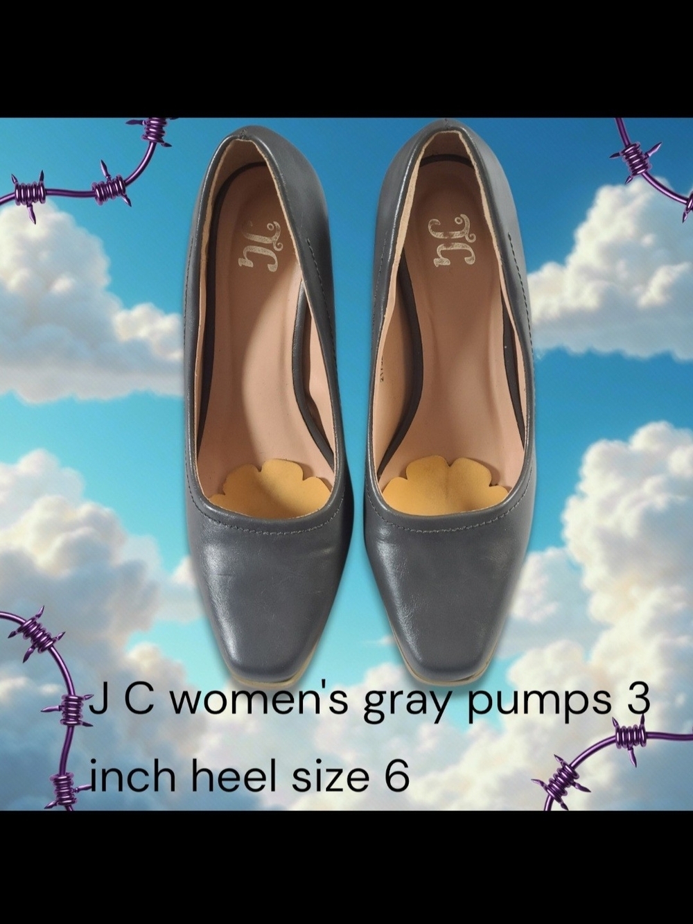 J C Women's Gray Classic Pump 3 Inch Heel Size 6
